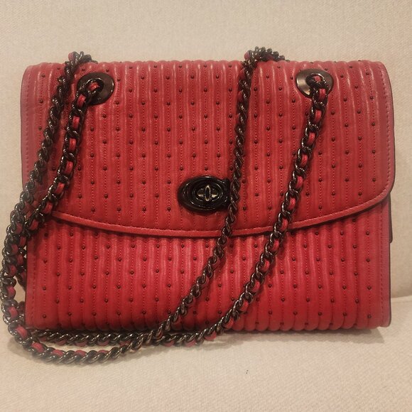 Coach Parker Red with Rivets - Picture 1 of 8